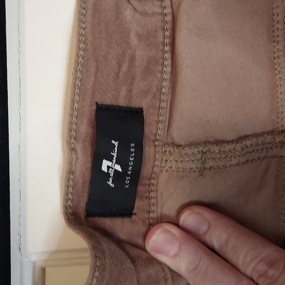 7 For All Mankind Ankle Skinny Velvet Jeans Metallic Gold - Picture 9 of 12